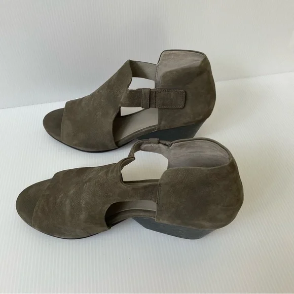 Eileen Fisher Iris Women’s Size 9 Gray Pewter Suede Open Toe Sandals Comfort - Picture 3 of 13